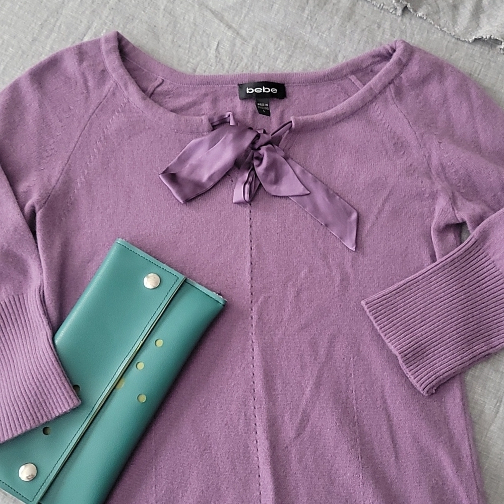 Bebe Ribbon Tie Sweater
